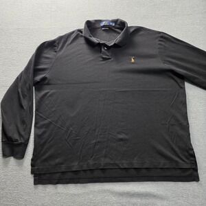 Polo Ralph Lauren MensXXL Black Pima Soft Touch‎ Long Sleeve Polo Shirt Pony
